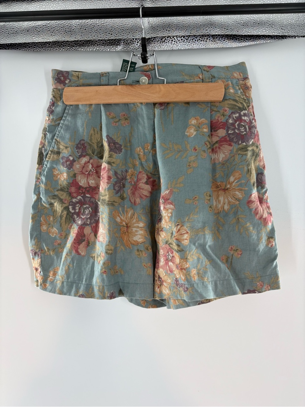 VTG Lauren Ralph Lauren Floral Linen Shorts Pleated High Waist Cottagecore 6P